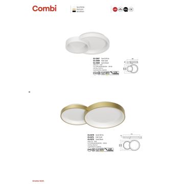 Redo 01-3372 - LED Stmievateľné stropné svietidlo COMBI LED/50W/230V 3000/4000/6000K CRI98 čierna