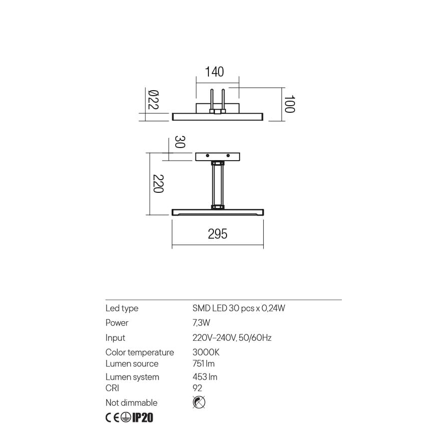 Redo 01-3468 - LED Obrazové svietidlo IKON LED/7,3W/230V 29,5 cm CRI 92 biela