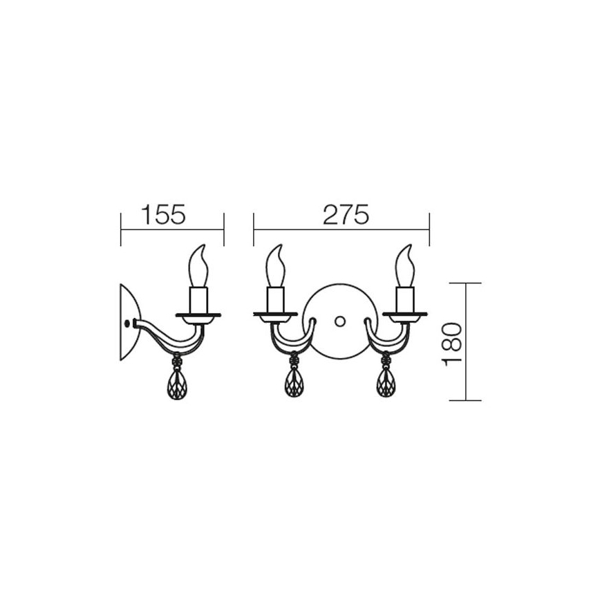 Redo 02-710 - Nástenná lampa FABIOLA 2xE14/28W/230V