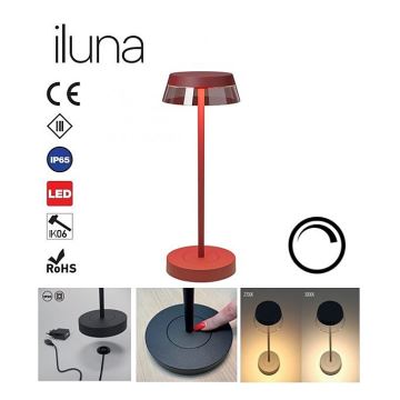Redo 90311- LED Stmievateľná dotyková stolná lampa ILUNA LED/2,5W/5V 2700-3000K 3000 mAh IP65 červená