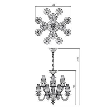 Redo IID C12 51 - Luster na reťazi IDILLIO 12xG9/48W/230V