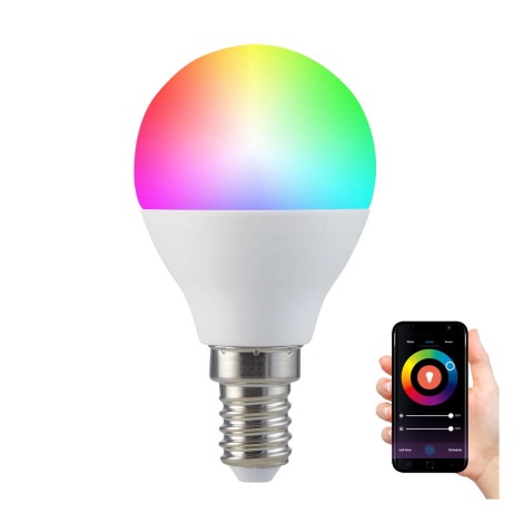 RGBW LED Stmievateľná žiarovka G45 E14/5,5W/230V 2700-6500K Wi-Fi Tuya