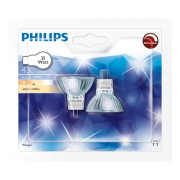 SADA 2x Halogénová žiarovka Philips GU4/35W/12V 3000K