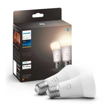 SADA 2x LED Stmievateľná žiarovka Philips Hue WHITE E27/9,5W/230V 2700K