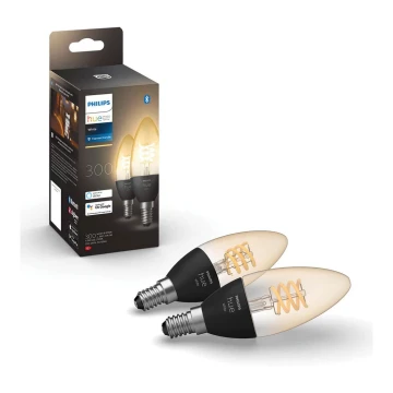 SADA 2x LED Stmievateľná žiarovka Philips Hue WHITE FILAMENT E14/4,5W/230V 2100K