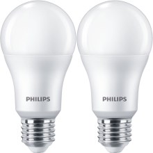 SADA 2x LED Žiarovka Philips A67 E27/13W/230V 4000K