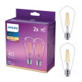 SADA 2x LED Žiarovka VINTAGE Philips ST64 E27/4,3W/230V 2700K