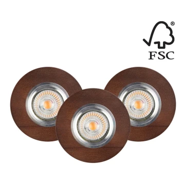 SADA 3x LED Podhľadové svietidlo VITAR 1xGU10/5W/230V CRI 90 buk – FSC certifikované