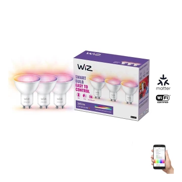 SADA 3x LED RGBW Stmievateľná žiarovka GU10/4,7W/230V 2200-6500K CRI 90 Wi-Fi - WiZ