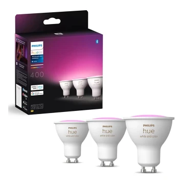 SADA 3x LED RGBW Stmievateľná žiarovka Philips Hue WHITE AND COLOR AMBIANCE GU10/4,2W/230V 2000-6500K