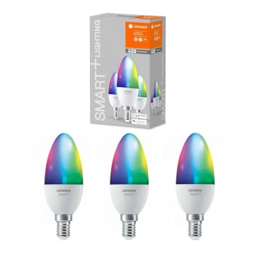 SADA 3x LED RGBW Stmievateľná žiarovka SMART+ E14/5W/230V 2700K-6500K Wi-Fi - Ledvance