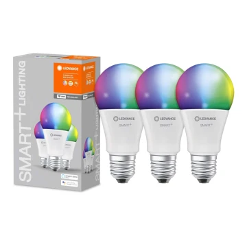 SADA 3x LED RGBW Stmievateľná žiarovka SMART+ E27/14W/230V 2700K-6500K Wi-Fi - Ledvance