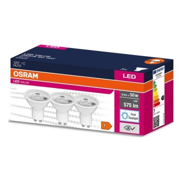 SADA 3x LED Žiarovka PAR16 GU10/6,9W/230V 6500K - Osram