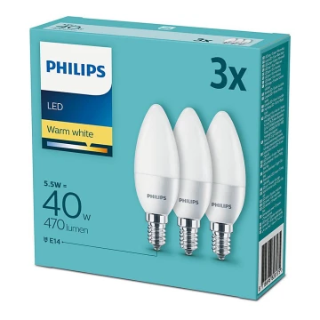 Sada 3x LED Žiarovka Philips E14/5,5W/230V 2700K