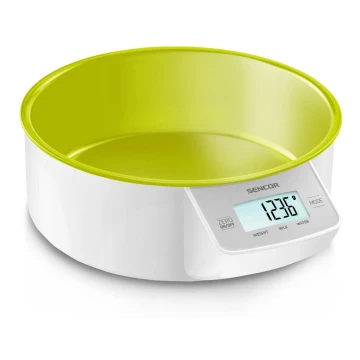 Sencor - Digitálna kuchynská váha 2xAAA biela/zelená