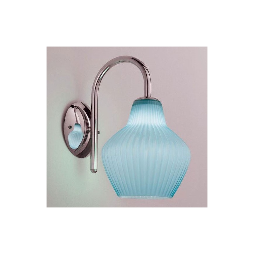 SIRU - Nástenná lampa LONDON 1xE27/60W/230V modrá/lesklý chróm benátske sklo