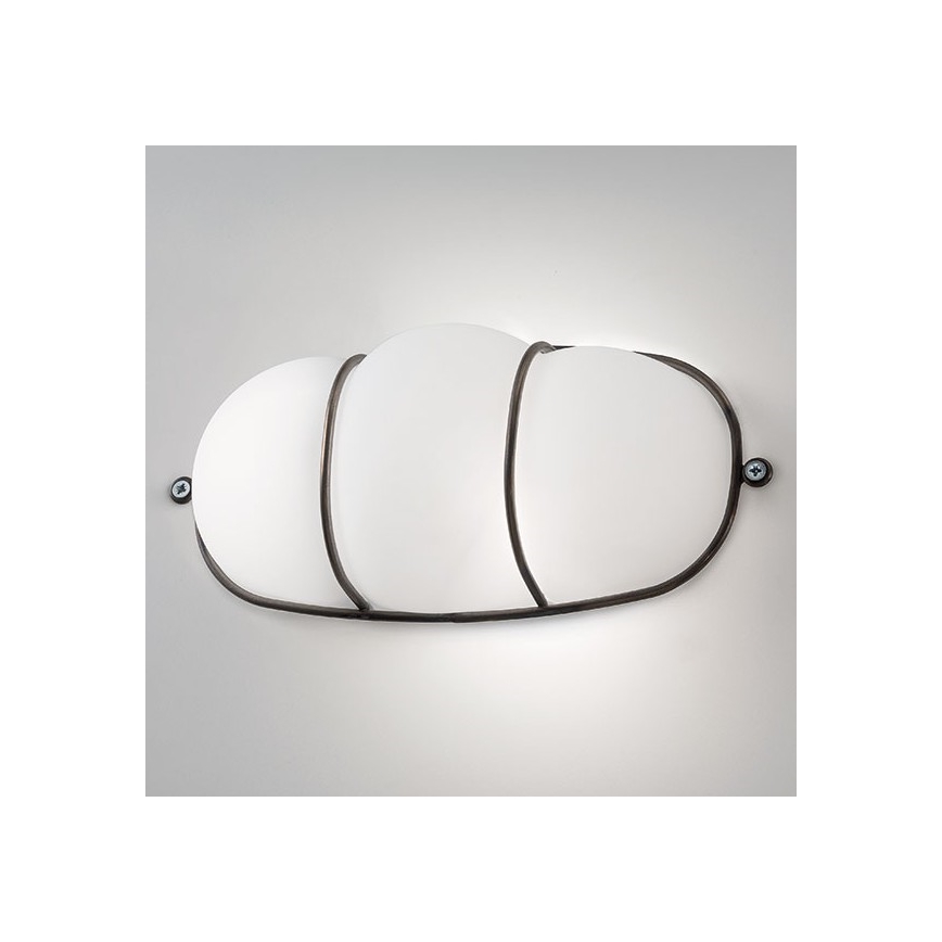 SIRU - Nástenné svietidlo CAGE 1xGX53/10W/230V 22 cm čierna/biela benátske sklo