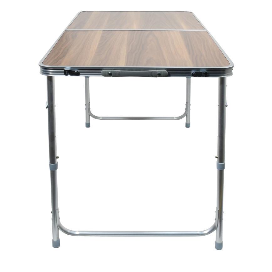 Skladací kempingový stôl hnedá/chróm