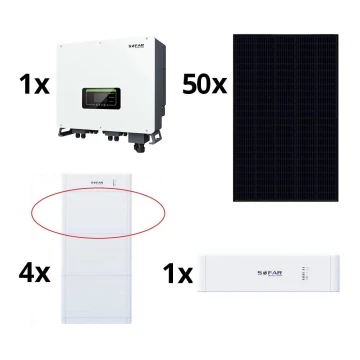 Solárna zostava SOFAR Solar - 20kWp panel RISEN Full Black + 20kW SOLAX menič 3f + 20 kWh batéria SOFAR s riadiacou jednotkou akumulátora