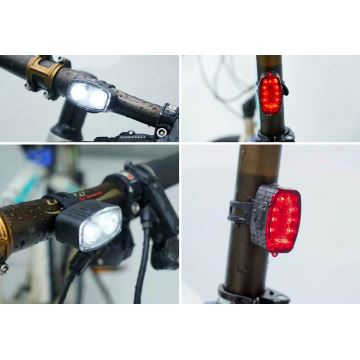 SADA 2x LED Stmievateľné nabíjacie svietidlo na bicyke 350 mAh IP44 červená/biela