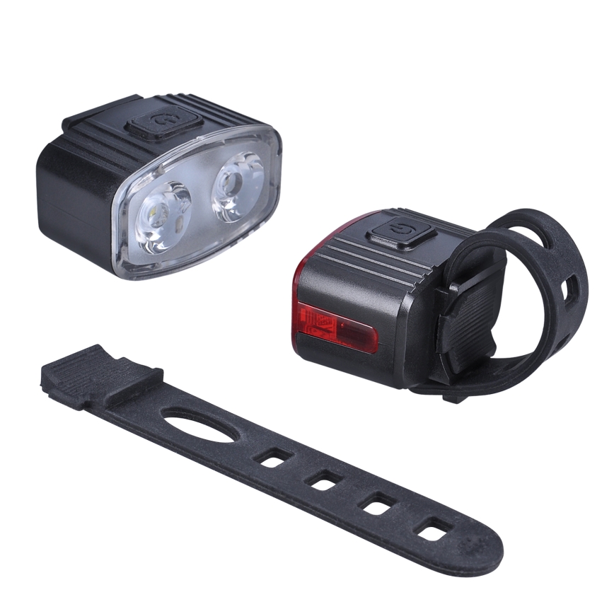 SADA 2x LED Stmievateľné nabíjacie svietidlo na bicyke 350 mAh IP44 červená/biela