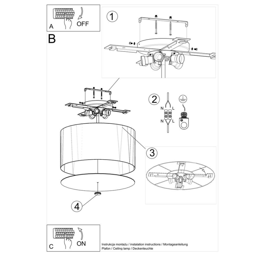 Stropné svietidlo OTTO 5xE27/60W/230V pr. 50 cm čierna