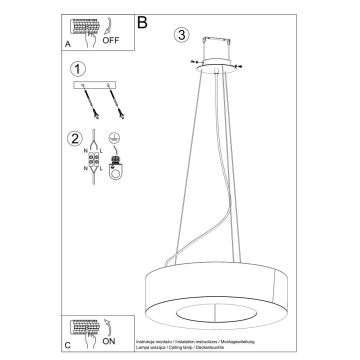 Luster na lanku SATURNO SLIM 5xE27/60W/230V pr. 50 cm biela