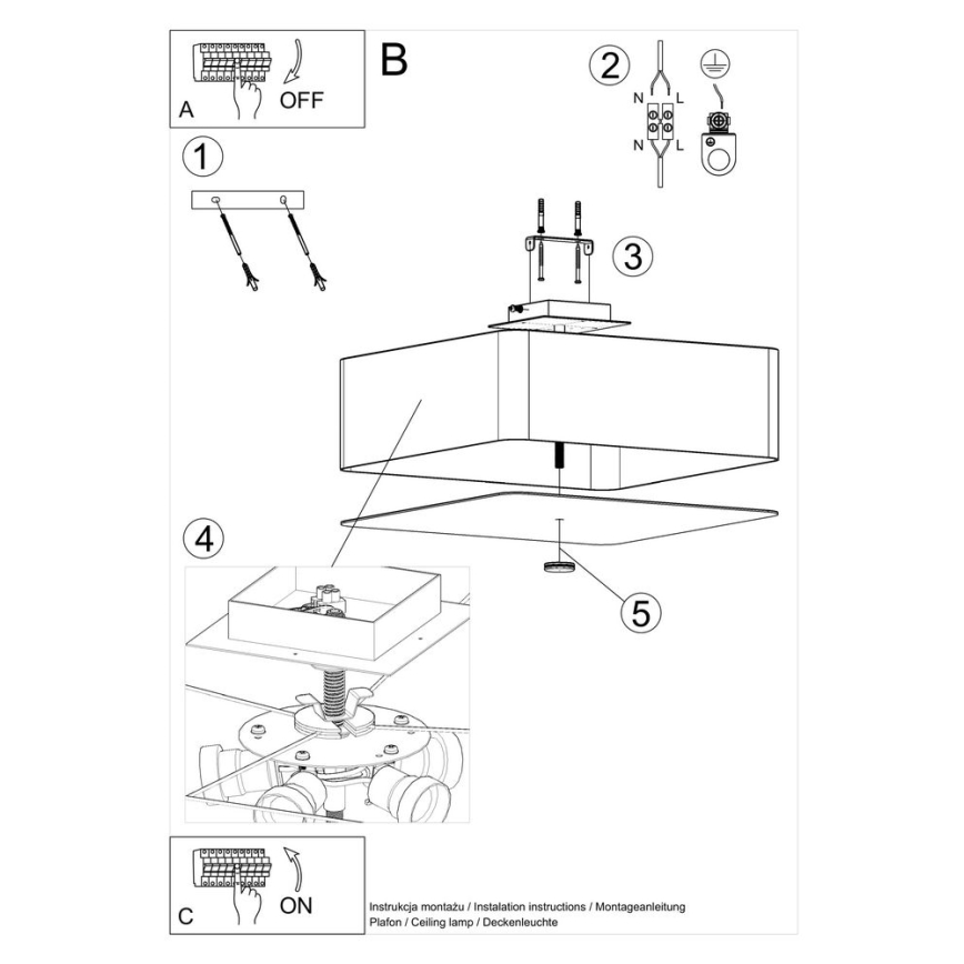 Stropné svietidlo LOKKO 5xE27/60W/230V 45 cm biela