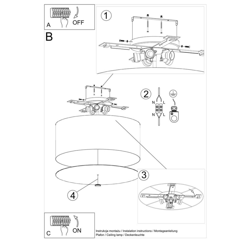 Stropné svietidlo OTTO 5xE27/60W/230V pr. 60 cm čierna