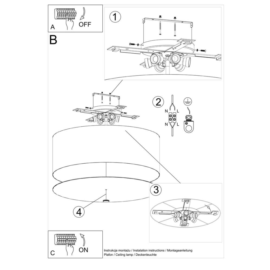 Stropné svietidlo OTTO 6xE27/60W/230V pr. 70 cm čierna