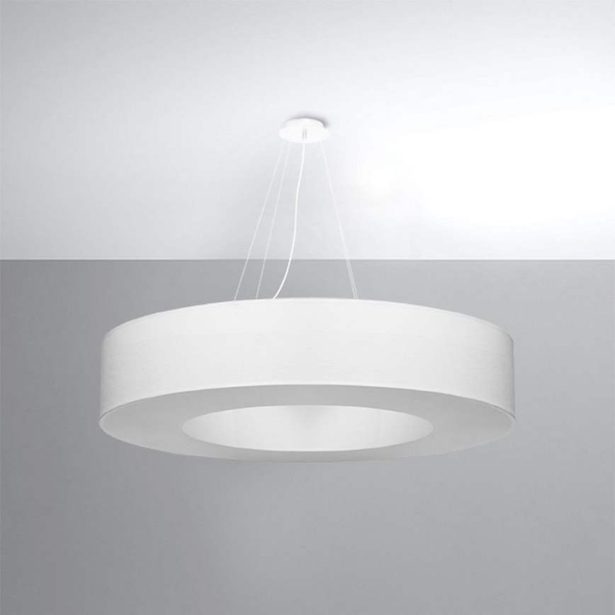 Luster na lanku SATURNO 8xE27/60W/230V pr. 90 cm biela