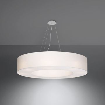 Luster na lanku SATURNO 8xE27/60W/230V pr. 90 cm biela