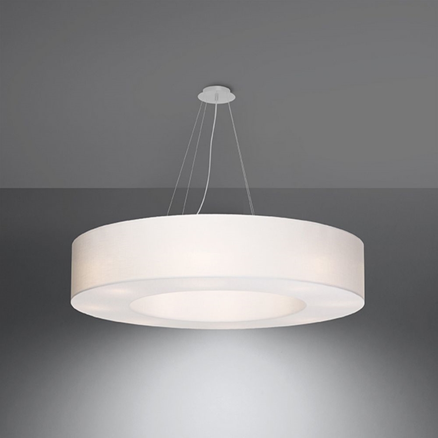 Luster na lanku SATURNO 8xE27/60W/230V pr. 90 cm biela