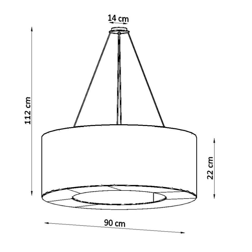 Luster na lanku SATURNO 8xE27/60W/230V pr. 90 cm čierna