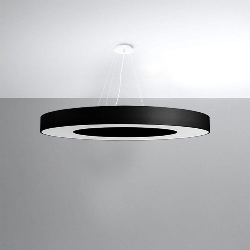 Luster na lanku SATURNO SLIM 8xE27/60W/230V pr. 90 cm čierna