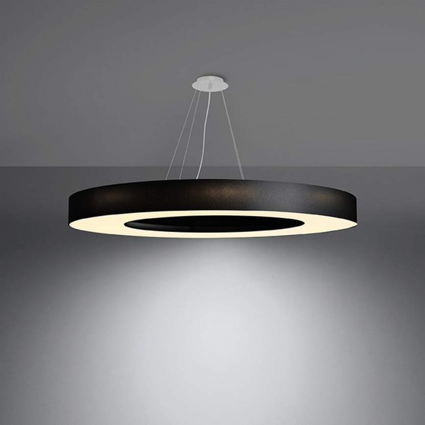 Luster na lanku SATURNO SLIM 8xE27/60W/230V pr. 90 cm čierna