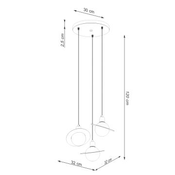 Luster na lanku HYPERION 3xG9/8W/230V biela