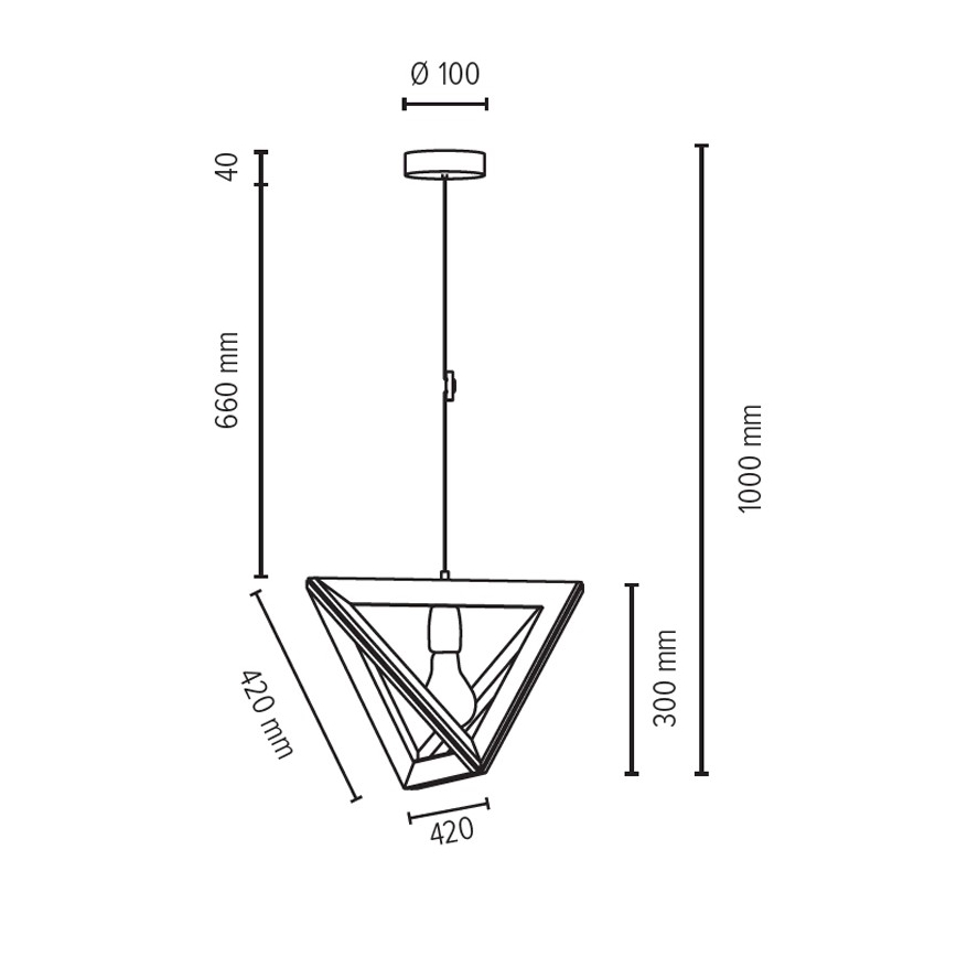 Luster na lanku TRIGONON 1xE27/60W/230V matný dub – FSC certifikované