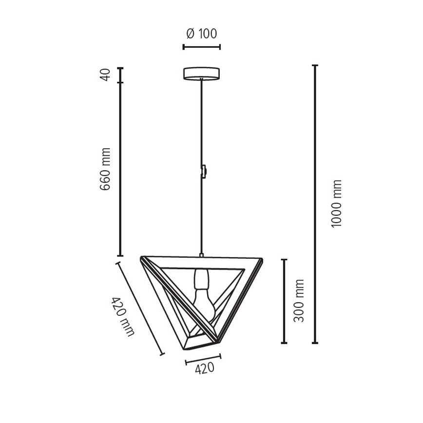 Luster na lanku TRIGONON 1xE27/60W/230V buk – FSC certifikované