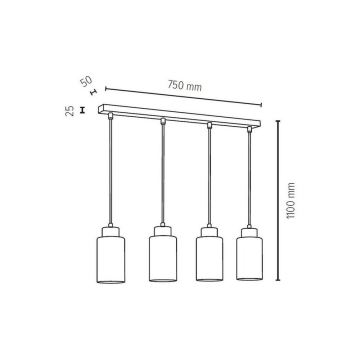 Luster na lanku BOSCO 4xE27/60W/230V – FSC certifikované