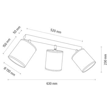 Bodové svietidlo BENITA 3xE27/25W/230V biela/dub – FSC certifikované