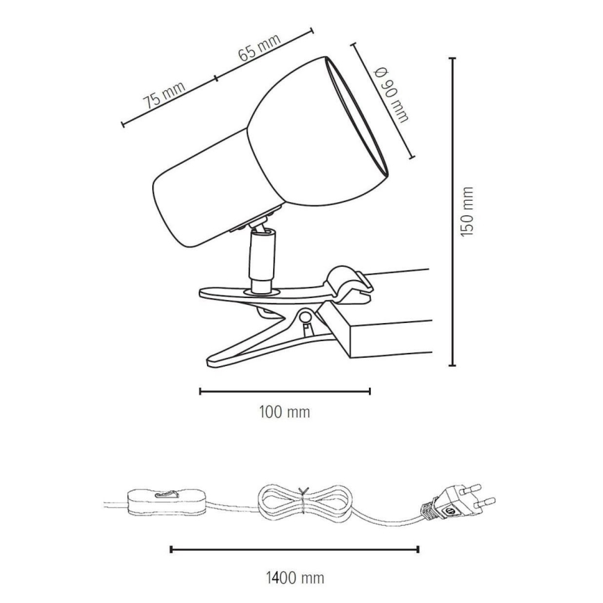 Lampa s klipom SVENDA 1xE27/60W/230V  breza – FSC certifikované