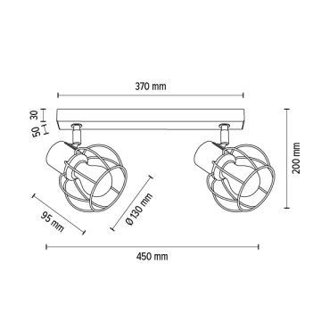 Stropné bodové svietidlo PHIPHI 2xE27/60W/230V dub – FSC certifikované