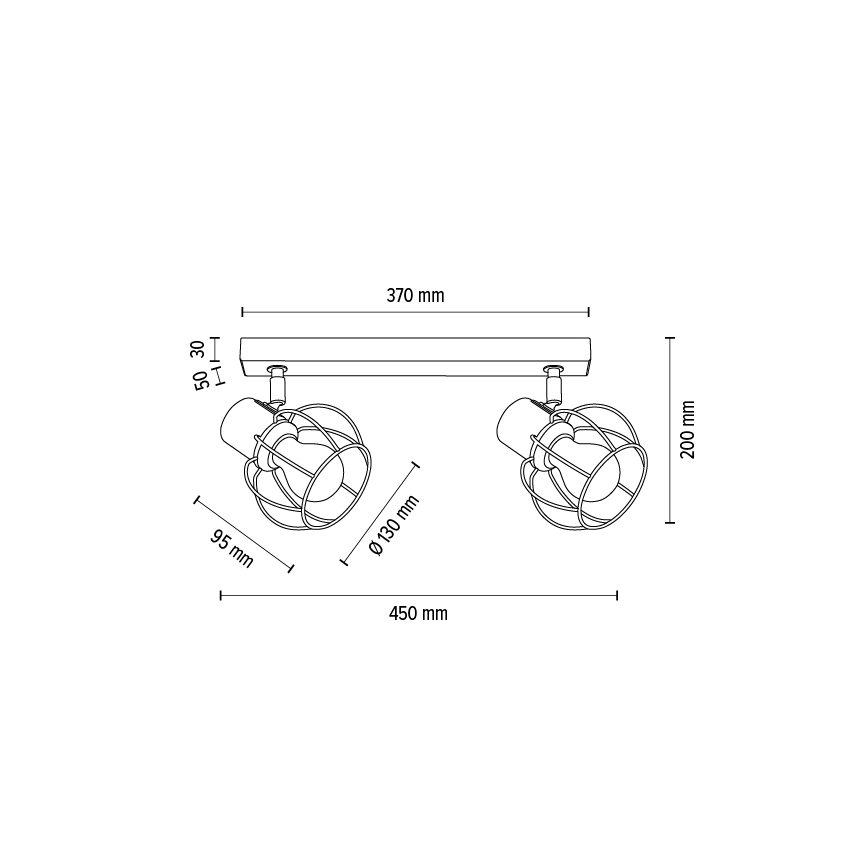 Stropné bodové svietidlo PHIPHI 2xE27/60W/230V dub – FSC certifikované