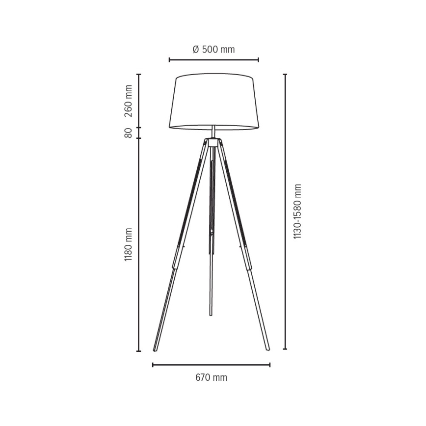 Stojacia lampa TRIPOD 1xE27/60W/230V dub – FSC certifikované