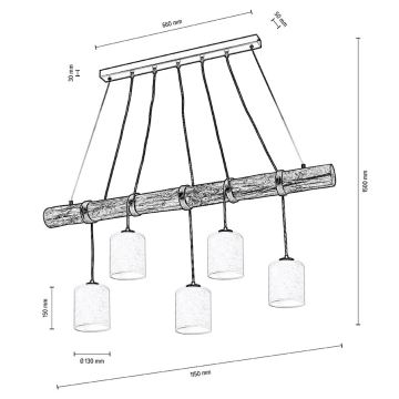 Luster na lanku TRENO 5xE27/25W/230V borovica – FSC certifikované