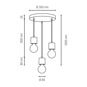 Luster na lanku TRONGO 3xE27/60W/230V