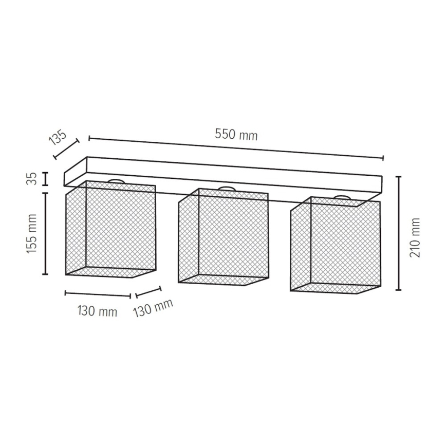 Stropné svietidlo NORMAN WOOD 3xE27/25W/230V matný dub – FSC certifikované