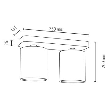 Stropné svietidlo JENTA 2xE27/25W/230V dub – FSC certifikované