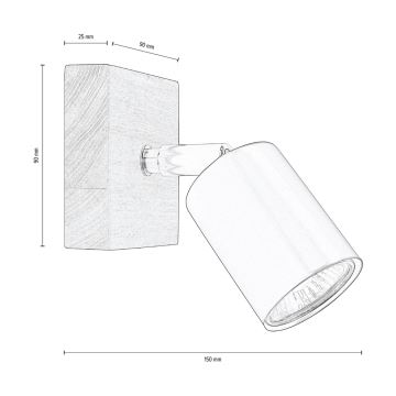 Nástenné bodové svietidlo MANARA 1xGU10/5W/230V borovica – FSC certifikované